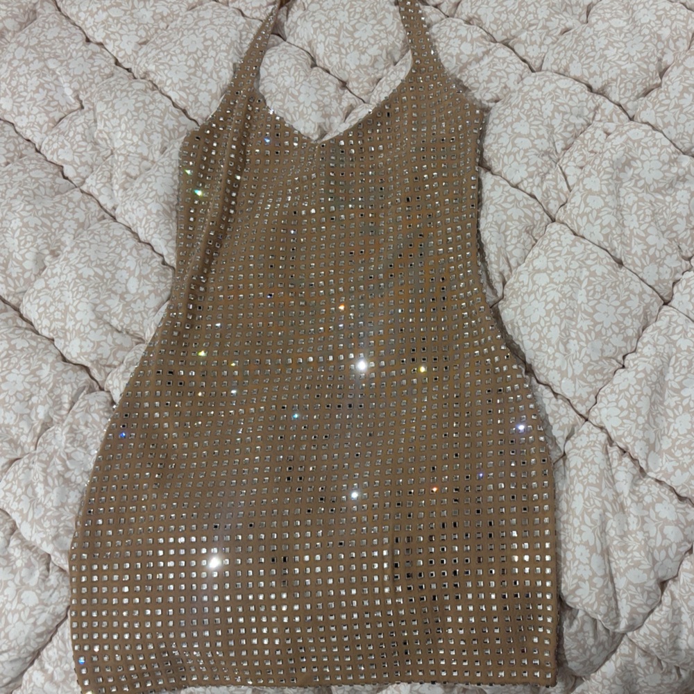 Little Star Embellished Mini Dress
Beige